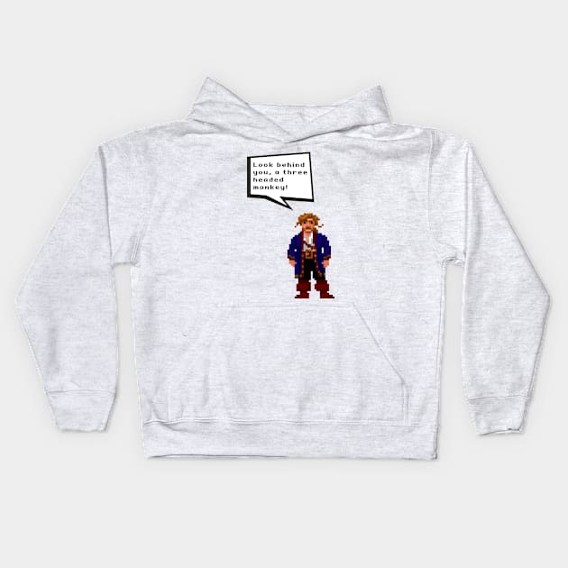 Guybrush Threepwood - Look Behind You, A Three Headed Monkey! Kids Hoodie by LegitHooligan